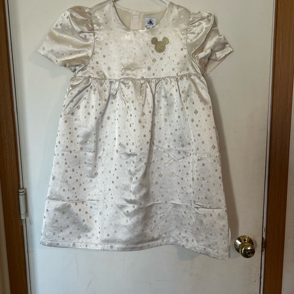 Disney World Girls White Gold Dress Size 11/12